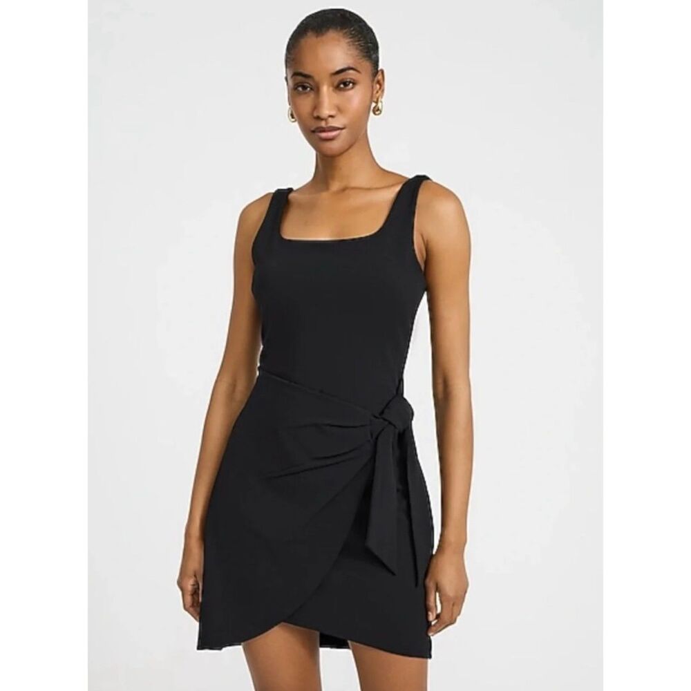 Express Little Black Dress Scoop Neck Drap Side Tie Stretch | SZ Small